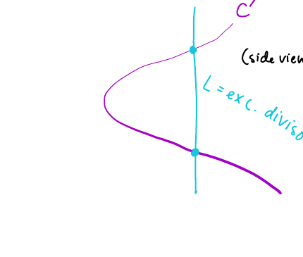Side view of the strict transform, from Math 137 lecture notes