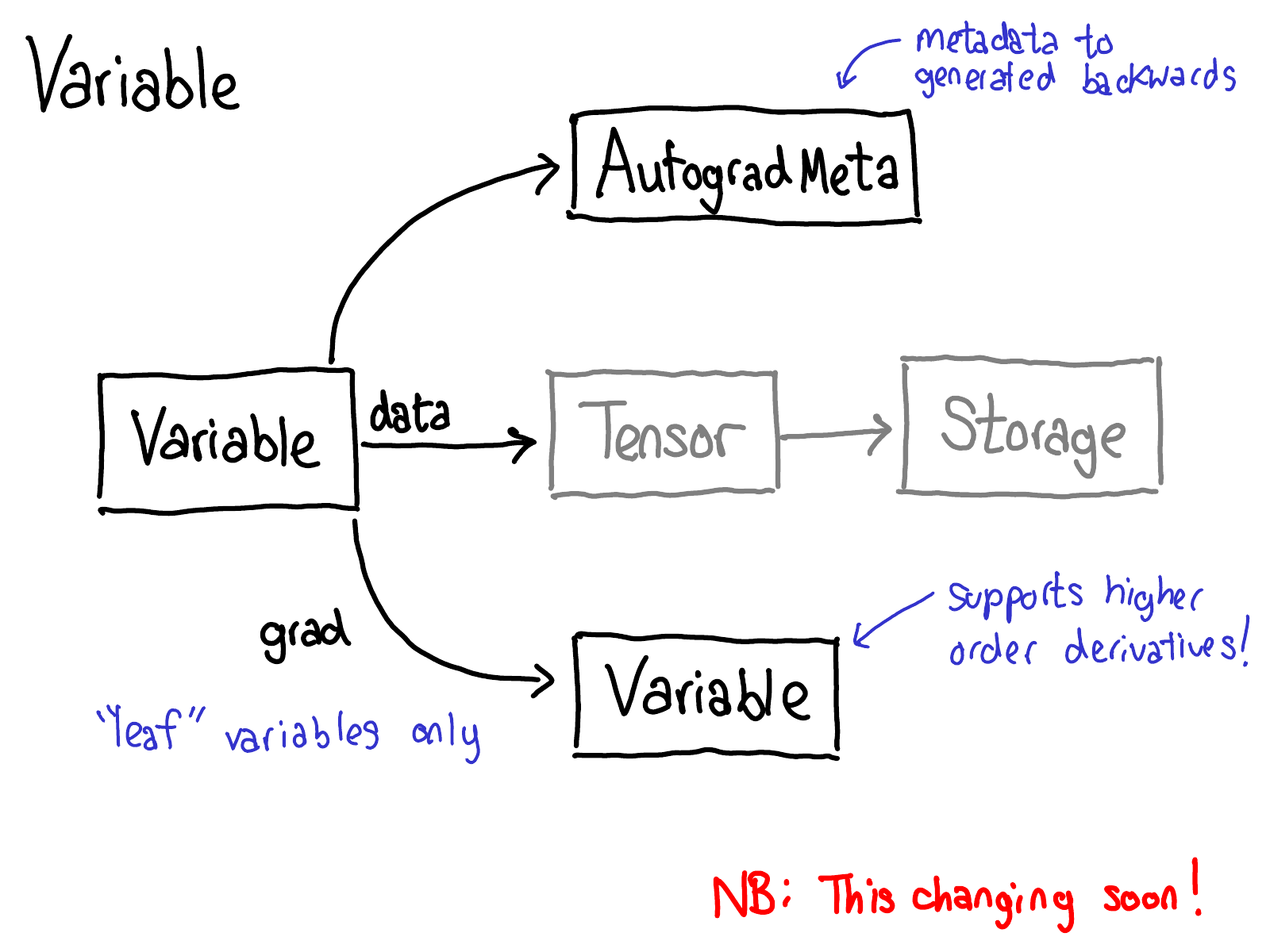 Variable wrapping Tensor with AutogradMeta